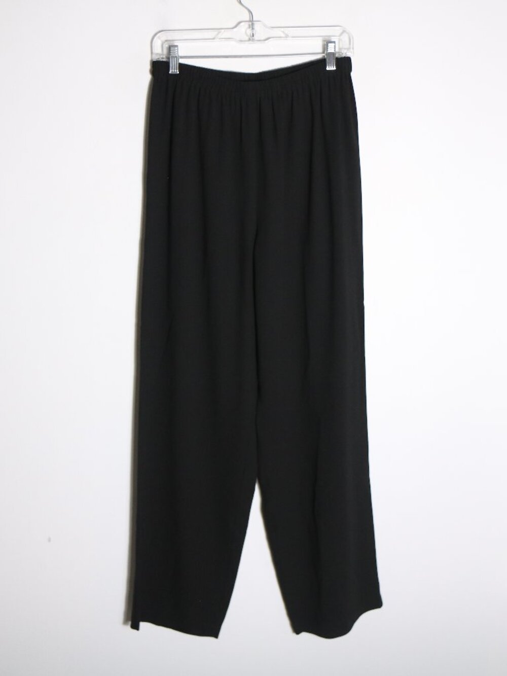 Eileen Fisher 100% Silk Pull On Wide Leg Pants Womens Medium Black Lagenlook